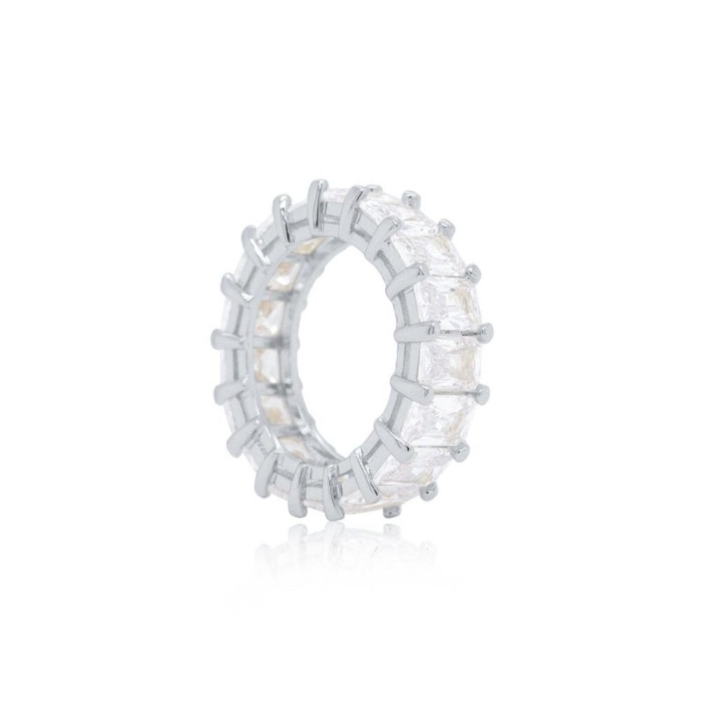 5MM Emerald Cut Eternity Band in Sterling Silver
